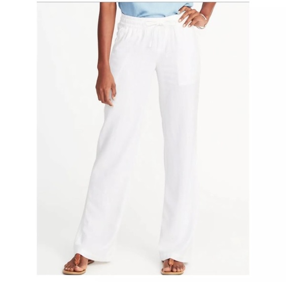 Old Navy Pants - Old Navy White Linen Wide Leg Pants Sz Medium